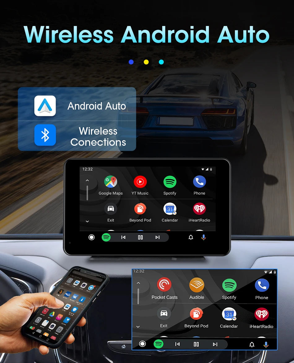 Android Auto sans fil sur l'écran 7 pouces